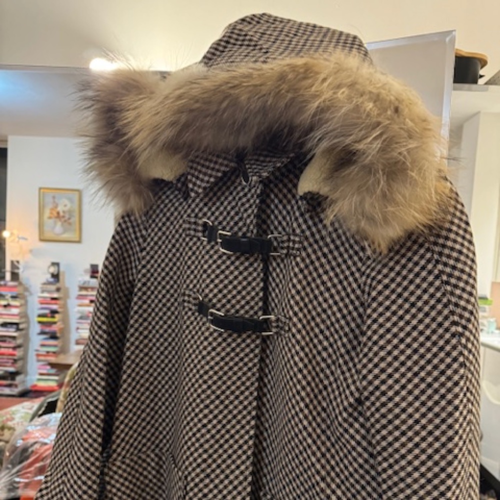 MAJE Brown & Black Tweed Pea Coat - Size 40/8